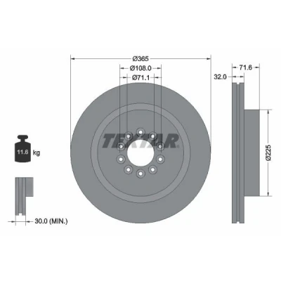 Imagem de TEXTAR PRO 92223103 Disco de travão 365 32 05/10 108 interior ventilado revestido sem pernos fixação da roda, cubo roda JAGUAR: XJ Sedan
