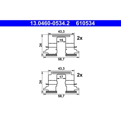 Imagem de ATE 13.0460 0534.2 Kit de acessórios, pastilhas travão MITSUBISHI: OUTLANDER 3, ASX SUV
