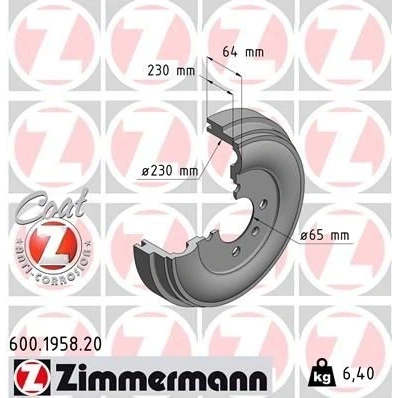 Imagem de ZIMMERMANN COAT Z 600.1958.20 Tambor de Travão 270mm VOLKSWAGEN: GOLF 3, 2
