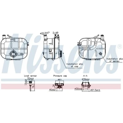 Imagem de NISSENS 996243 Depósito de Compensação Refrigerante com tampa, sensor OPEL: Astra H Hatchback, Caravan, GTC