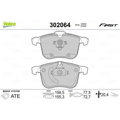 Imagem de VALEO 302064 Jogo de pastilhas para travão disco FIRST Eixo dianteiro excl. contacto aviso desgaste com chapa anti ruído OPEL: Vectra C Sedan