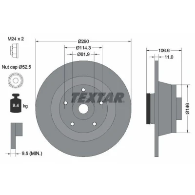 Imagem de TEXTAR Disco de travão RENAULT: MEGANE 3 Coupe 11mm 05/05 114,3mm cheio revestido 92269603 402023273R,432020021R Discos