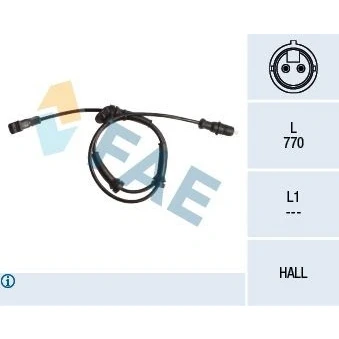 Imagem de FAE 78026 Sensor de ABS Eixo dianteiro Hall 2pólos 770mm RENAULT: MEGANE 2 Kombi, SCENIC 2,