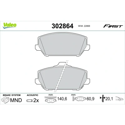 Imagem de VALEO 302864 Jogo de pastilhas para travão disco Eixo dianteiro incl. contacto aviso desgaste sem parafusos, com chapa anti ruído