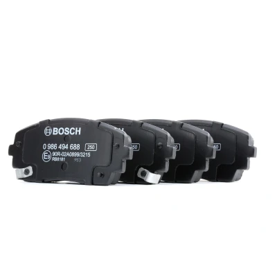 Imagem de BOSCH 0 986 494 688 Jogo de pastilhas para travão disco Baixo teor metálico com avisador sonoro desgaste chapa anti ruído KIA: Picanto II