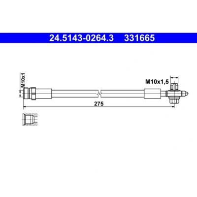 Imagem de ATE 24.5143 0264.3 Mangueira de Travão 275 M10x1