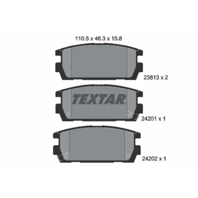 Imagem de TEXTAR 2381301 Jogo de pastilhas para travão disco com avisador sonoro desgaste HYUNDAI: Terracan Van / SUV