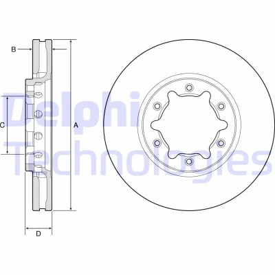 Imagem de DELPHI Disco de travão NISSAN: Patrol GR 5 SUV 34mm 6 ventilado oleado não tratado BG9179 40206VC200 Discos