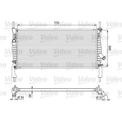 Imagem de VALEO 701731 Radiador, arrefecimento do motor Alumínio 770 358 26 sem capa Aletas de refrigeração soldadas FORD: Transit Mk6 Van
