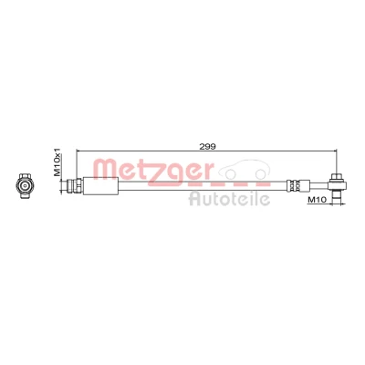 Imagem de METZGER 4111827 Mangueira de Travão Eixo traseiro esquerdo, direito 299 M10 x 1 AUDI: Q7