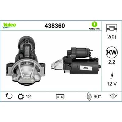 Imagem de VALEO NEW ORIGINAL PART 438360 Motor de arranque 12 2,2 FORD: Transit Mk6 Van, Ranger Mk3, V363 Camião plataforma / Chassis endado,