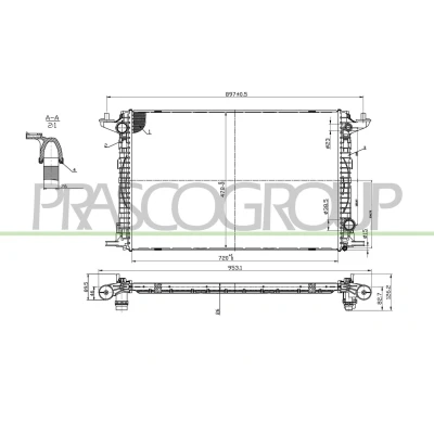 Imagem de PRASCO AD026R004 Radiador, arrefecimento do motor Alumínio 720 468 26 com acoplamentos rápidos Aletas de refrigeração soldadas AUDI: Q5
