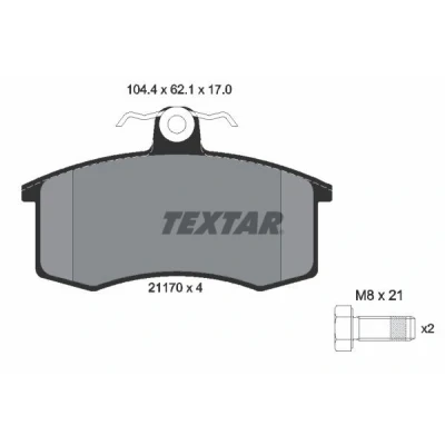 Imagem de TEXTAR 2117002 Jogo de pastilhas para travão disco não preparado indicador aviso desgaste com parafusos pinça