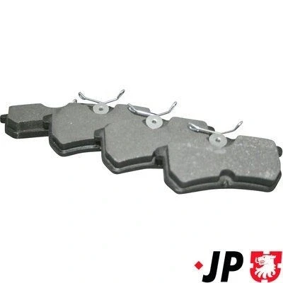 Imagem de JP GROUP 1563700410 Jogo de pastilhas para travão disco Eixo traseiro excl. contacto aviso desgaste FORD: FIESTA 6, Focus Mk1 Hatchback