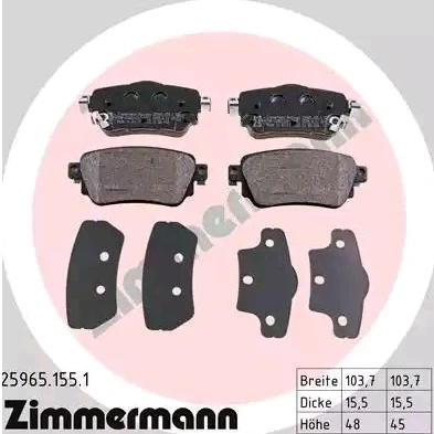 Imagem de ZIMMERMANN 25965.155.1 Jogo de pastilhas para travão disco com avisador sonoro desgaste A imagem corresponde ao volume fornecimento