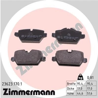 Imagem de ZIMMERMANN 23623.170.1 Jogo de pastilhas para travão disco BMW: 3 Touring, 1 Hatchback, Sedan, MINI: Countryman, Paceman