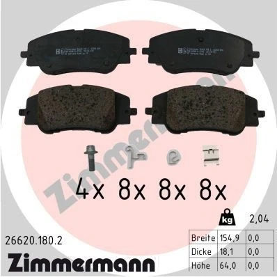 Imagem de ZIMMERMANN 26620.180.2 Jogo de pastilhas para travão disco PEUGEOT: 2008 II, 208 II Hatchback, OPEL: Corsa F CITROËN: C4 III Hatchback