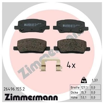 Imagem de ZIMMERMANN 26496.155.2 Jogo de pastilhas para travão disco TESLA: Model X, S
