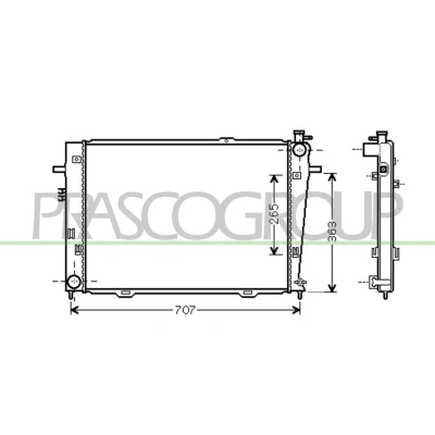 Imagem de PRASCO HN802R014 Radiador, arrefecimento do motor Alumínio 640 438 26 Aletas de refrigeração soldadas HYUNDAI: Tucson