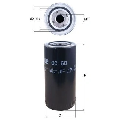 Imagem de MAHLE ORIGINAL OC 60 Filtro de óleo com uma válvula retenção aparafusado OPEL: Corsa B Hatchback, Kadett E CC, VOLKSWAGEN: Passat B6 Sedan