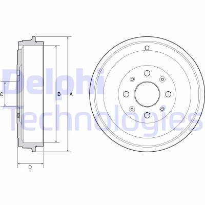 Imagem de DELPHI BF503 Tambor de Travão sem anel sensor do ABS, o rolamento da roda 269 OPEL: Corsa D Hatchback, FIAT: Grande Punto Hatchback