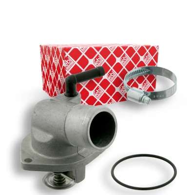 Imagem de FEBI BILSTEIN 28349 Termóstato, líquido de refrigeração 92, 107 com grampos para tubos, retentor OPEL: Astra G CC, Caravan, Zafira A