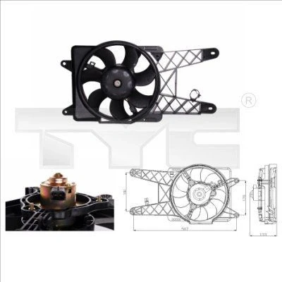 Imagem de TYC 809 0012 ventilador de radiador 280 120 com estrutura do (caixilho) FIAT: Seicento / 600 Hatchback