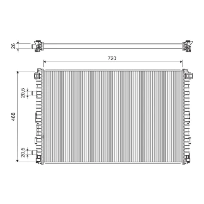 Imagem de VALEO 701305 Radiador, arrefecimento do motor Alumínio 720mm 468mm 26mm sem regulador líquido de refrigeração