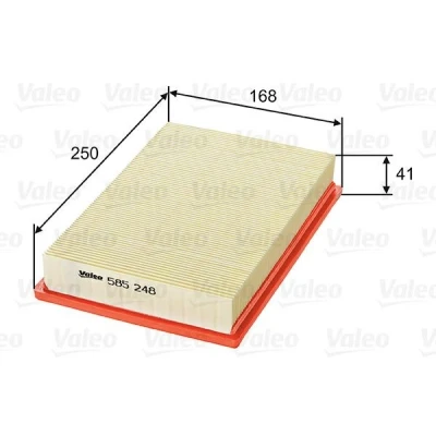 Imagem de VALEO 585248 Filtro de ar 41 168 250 Cartucho filtrante HYUNDAI: ACCENT 1, 2, MAZDA: 626 II Sedan, Série E Van
