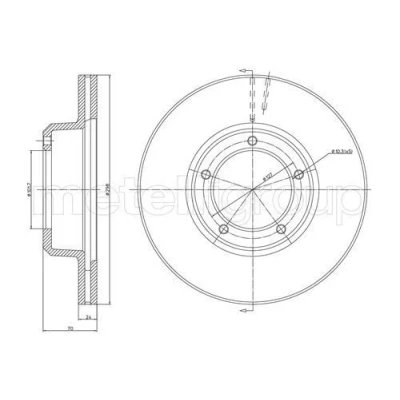 Imagem de METELLI 23 0237 Disco de travão 298,0 24,0 5 101,6 ventilado LAND ROVER: Range Rover 2, Discovery 1, Defender SUV