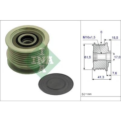 Imagem de INA 535 0234 10 Polia Roda Livre do Alternador 41,3 Ferramenta especial necessária para a montagem OPEL: Astra H Caravan, Hatchback, Zafira B