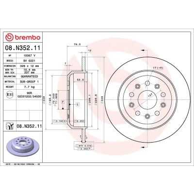 Imagem de BREMBO 08.N352.11 Disco de travão 328 12 5 cheio revestido