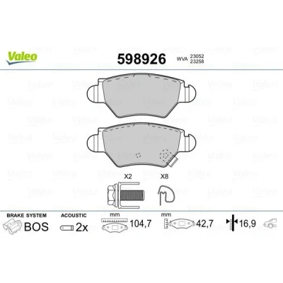 Imagem de VALEO 598926 Jogo de pastilhas para travão disco OPEL: Zafira A, Astra G CC, Caravan