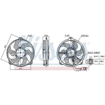 Imagem de NISSENS 850073 ventilador de radiador 342mm 12V com estrutura do (caixilho), sem resistência módulo comando