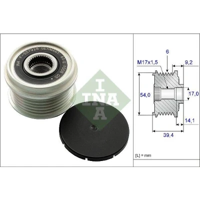 Imagem de INA 535 0151 10 Polia Roda Livre do Alternador 39,4 Ferramenta especial necessária para a montagem OPEL: Corsa D Hatchback, Astra H Caravan