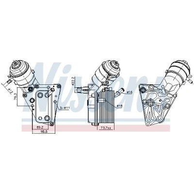 Imagem de NISSENS 91347 Radiador de Óleo com caixa do filtro óleo OPEL: Astra H Hatchback, Caravan, Van, VAUXHALL: Zafira Mk2