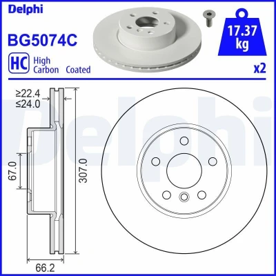 Imagem de Disco de travão DELPHI BG5074C
