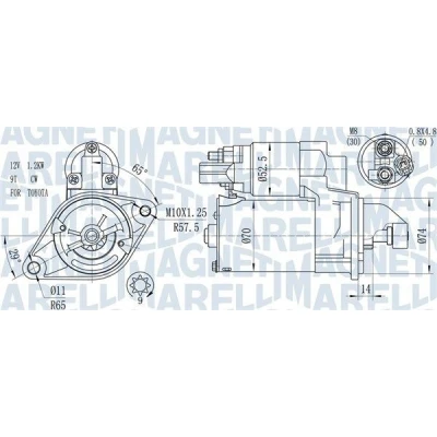Imagem de MAGNETI MARELLI 063721450010 Motor de arranque 12 1,2 9 TOYOTA: Avensis III Carrinha, Yaris II Hatchback