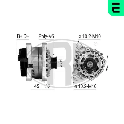 Imagem de ERA 210239A Alternador 14V 70A PEUGEOT: 206 Hatchback, Partner I Van, 306 CITROËN: Xsara Berlingo / First Van