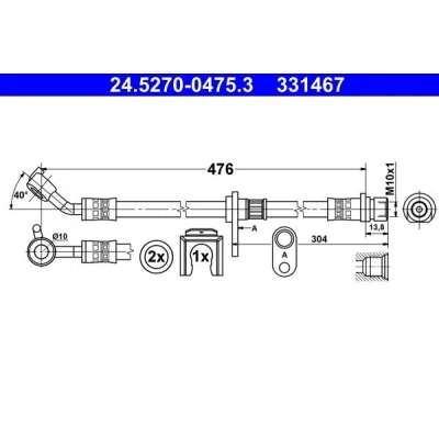 Imagem de ATE 24.5270 0475.3 Mangueira de Travão 476 M10x1