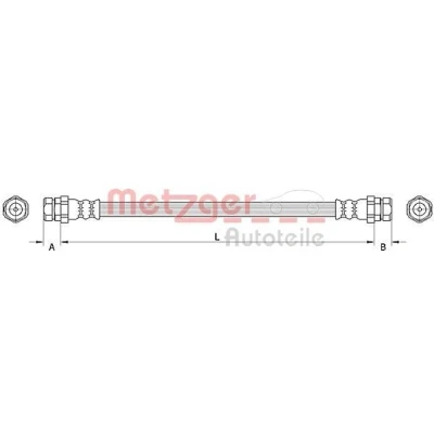 Imagem de METZGER 4111534 Mangueira de Travão Eixo traseiro esquerdo, direito 494 VOLKSWAGEN: Caddy 3