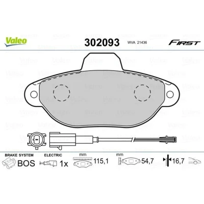 Imagem de VALEO 302093 Jogo de pastilhas para travão disco Eixo dianteiro incl. contacto aviso desgaste sem chapa anti ruído FIAT: 500 Hatchback