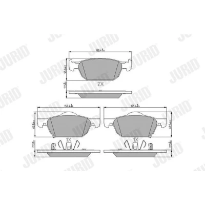 Imagem de JURID 572624J Jogo de pastilhas para travão disco com avisador sonoro desgaste grampo do êmbolo sem acessórios HONDA: CIVIC 9