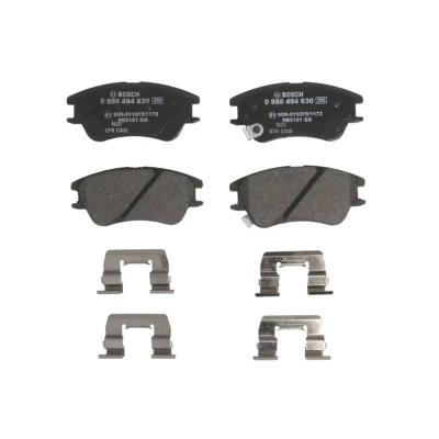 Imagem de BOSCH 0 986 494 630 Jogo de pastilhas para travão disco Baixo teor metálico com avisador sonoro desgaste chapa anti ruído mola