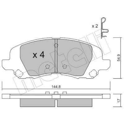 Imagem de METELLI 22 0861 0 Jogo de pastilhas para travão disco excl. contacto aviso desgaste DODGE: Caliber Hatchback, Avenger Sedan, JEEP: Patriot
