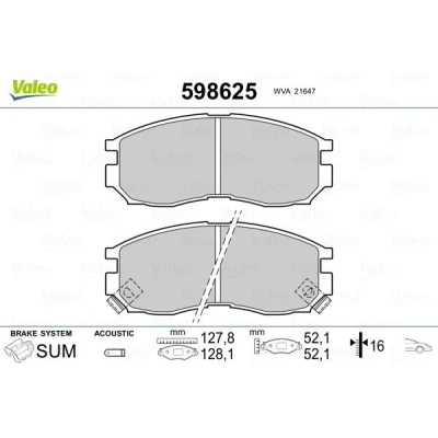 Imagem de VALEO 598625 Jogo de pastilhas para travão disco Eixo dianteiro incl. contacto aviso desgaste sem chapa anti ruído MITSUBISHI: ECLIPSE 1