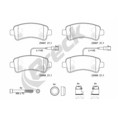 Imagem de BRECK 25987 00 653 Jogo de pastilhas para travão disco FIAT: Ducato III Van, Camião plataforma / Chassis, Minibus