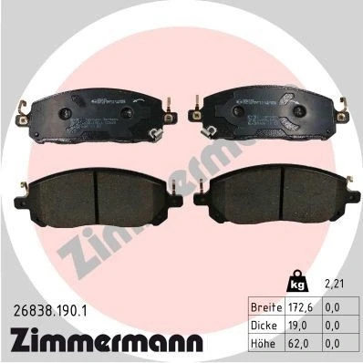 Imagem de ZIMMERMANN 26838.190.1 Jogo de pastilhas para travão disco com avisador sonoro desgaste RENAULT: Espace VI, NISSAN: Qashqai III