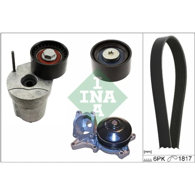 Imagem de INA 529 0370 30 bomba de água + kit da correia distribuição com Verificar a rotação livre do alternador e, event., substit.