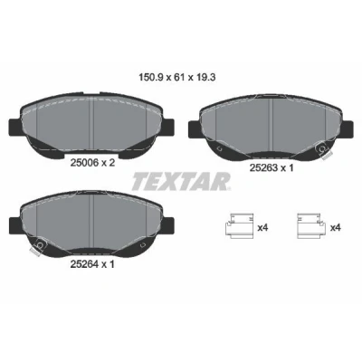 Imagem de TEXTAR 2500601 Jogo de pastilhas para travão disco com avisador sonoro desgaste acessórios TOYOTA: Avensis III Carrinha, Sedan